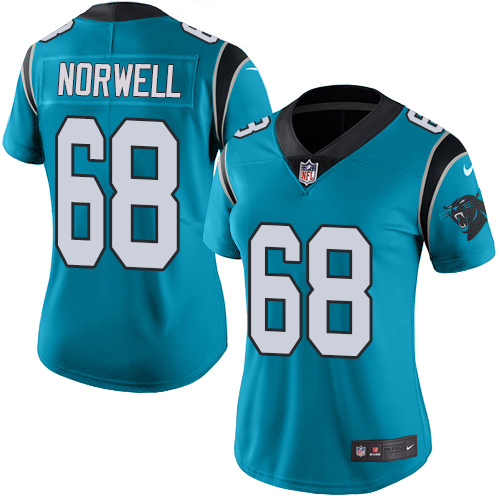 Women's Limited Andrew Norwell Nike Jersey Blue - #68 Rush NFL Carolina Panthers